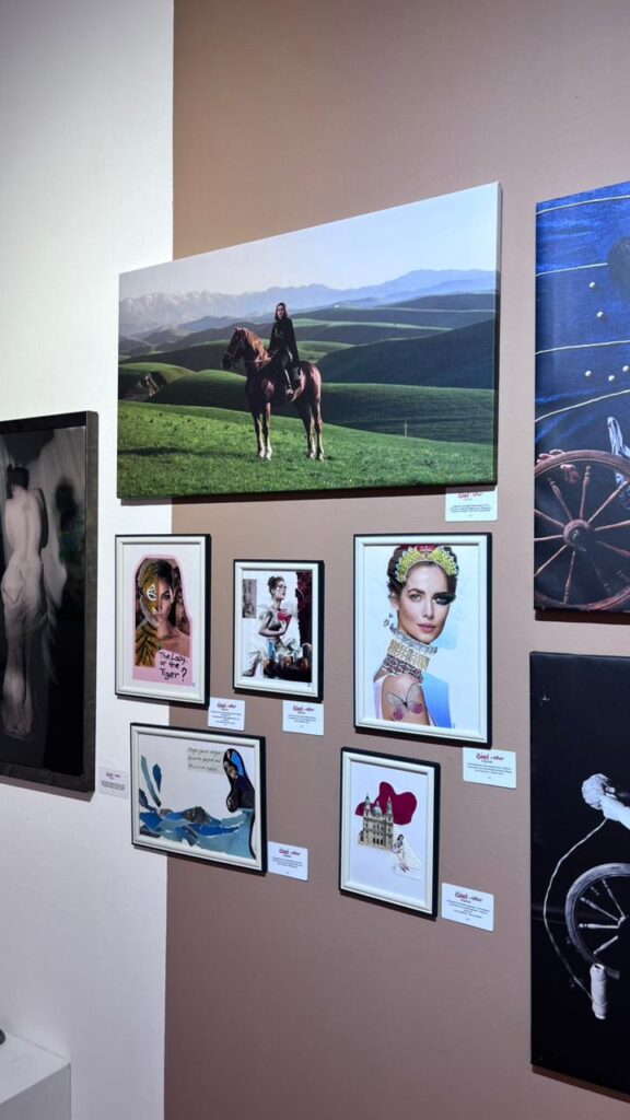 Коллажные работы преподавателя кафедры иностранных языков на выставке в Национальном Музее Республики Казахстан 3