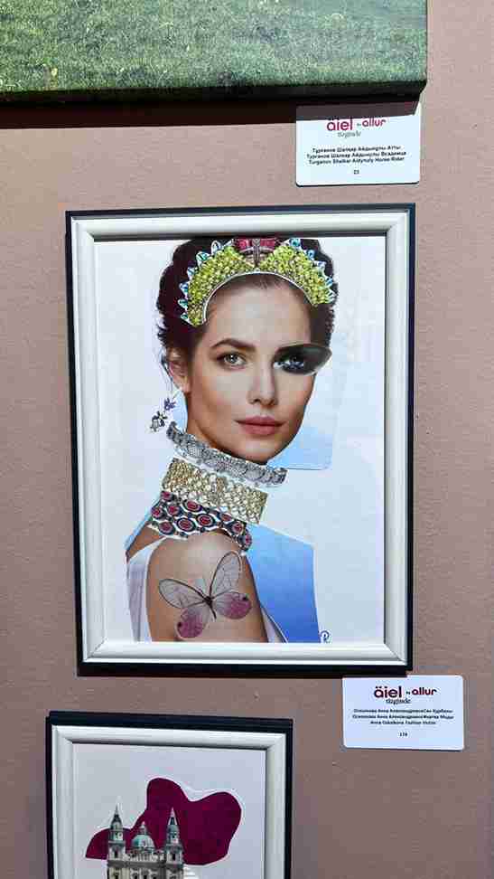 Коллажные работы преподавателя кафедры иностранных языков на выставке в Национальном Музее Республики Казахстан 4