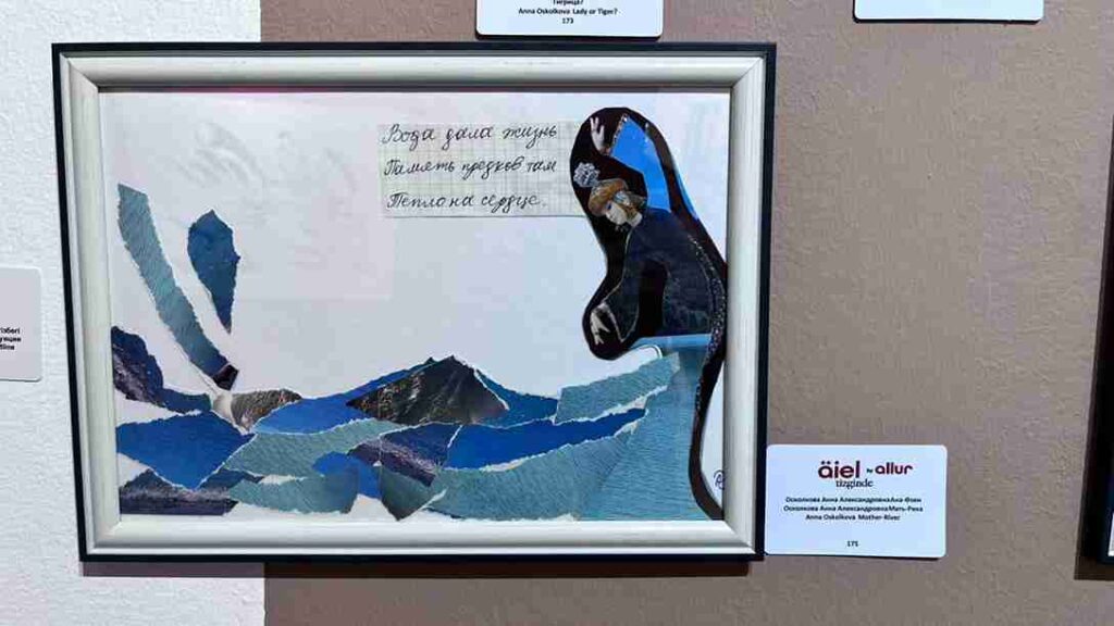 Коллажные работы преподавателя кафедры иностранных языков на выставке в Национальном Музее Республики Казахстан 7